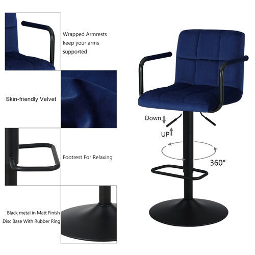 Latitude Run® Amjed Swivel Adjustable Height Bar Stool & Reviews Wayfair